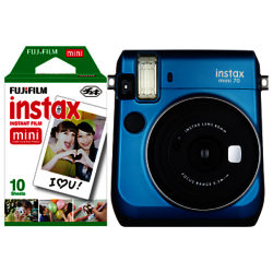 Fujifilm Instax Mini 70 Instant Camera With 10 Shots Of Film, Selfi Mode, Built-In Flash & Hand Strap Blue